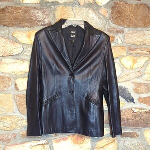 Mango genuine leather black jacket